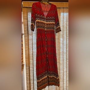 Bohemian Maxi Dress Red dress V-neck